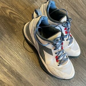 Diadora Men's Athletic Shoes in White and Gray with Red Accents